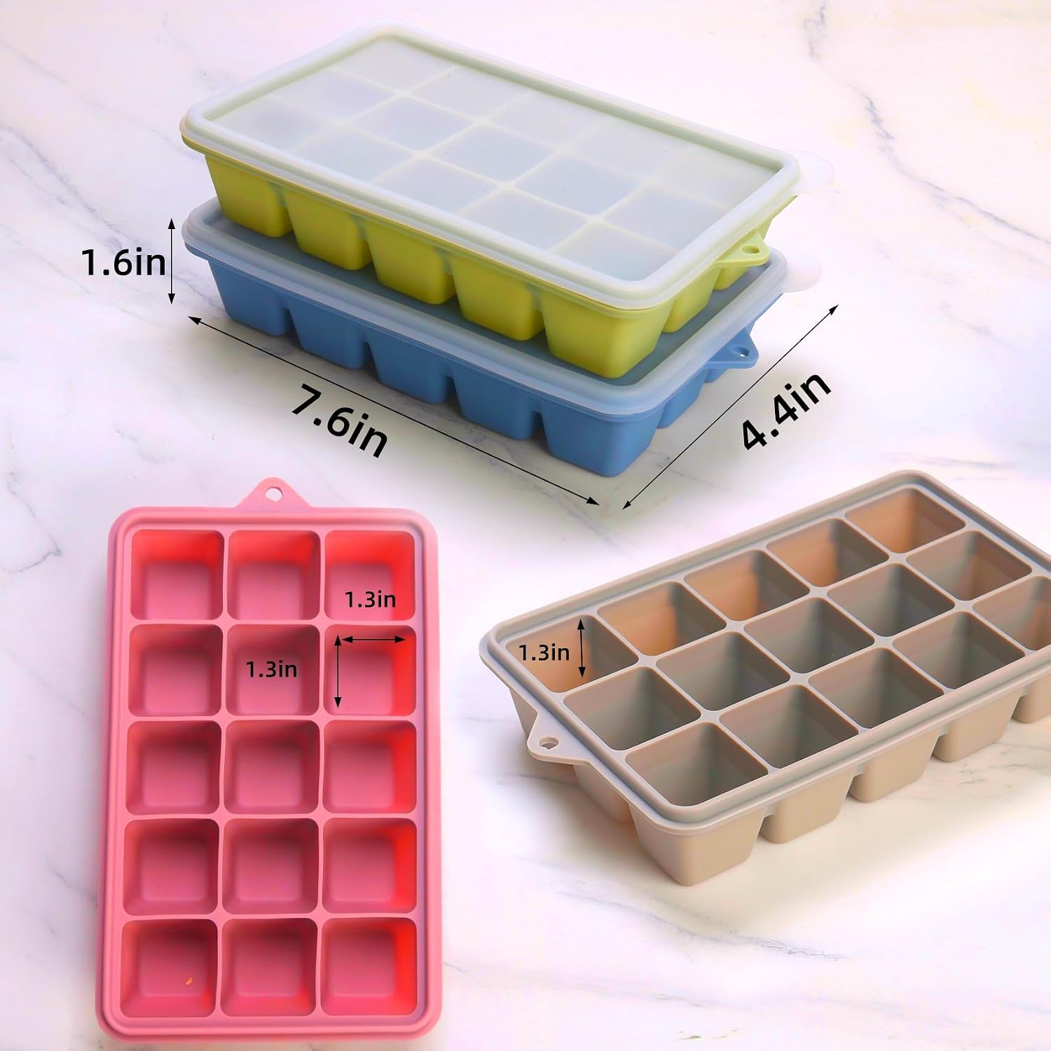2 Tbsp. Silicone Freezer Molds - Perfect for Storing Garlic, Herbs, Ginger, Pesto, Tomato Paste, Lemon Juice, Purees and More - Silicone Food Freezer Tray (Multicolor 4 Pack)