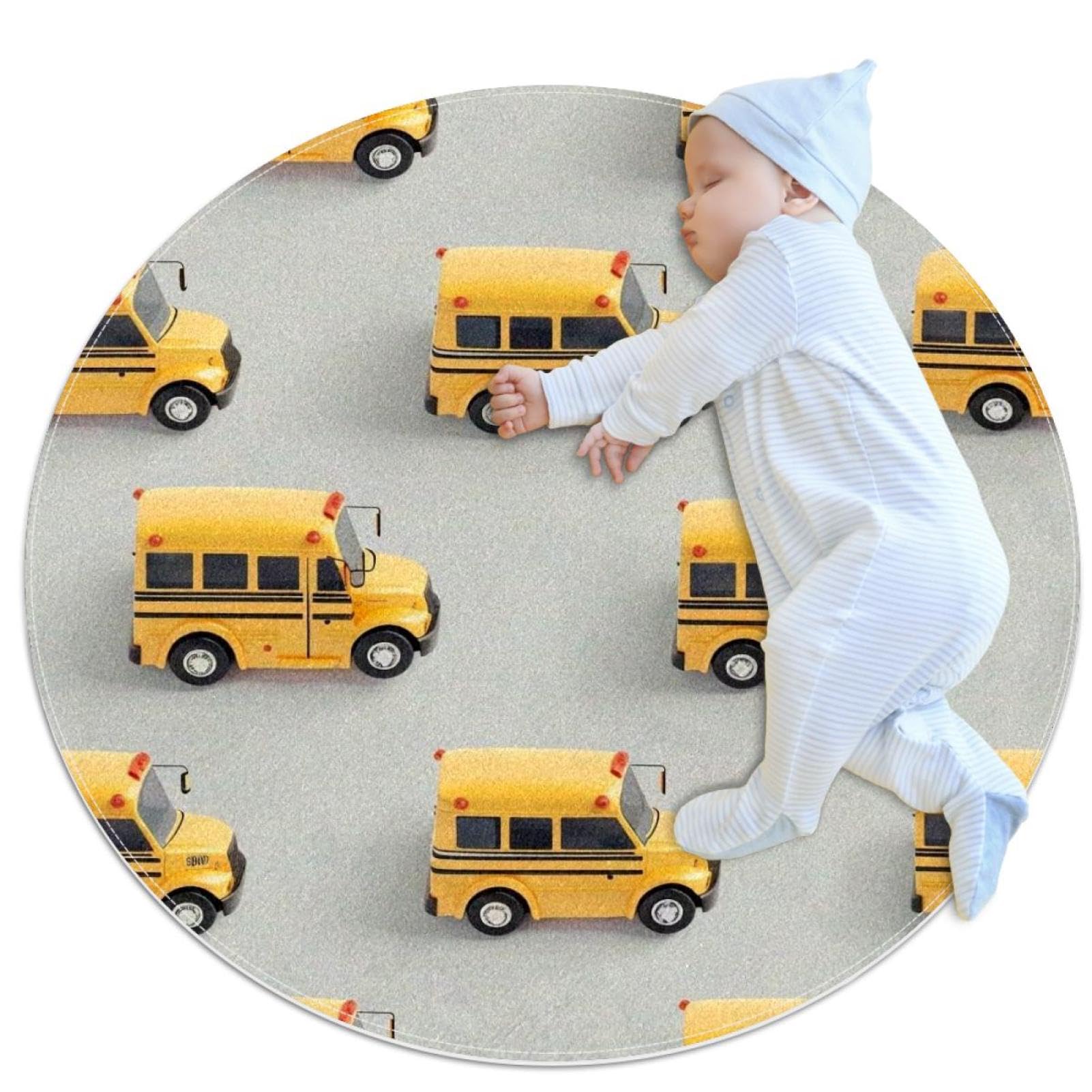 Tapis de salle de bain bus scolaire rond 1m antidérapant pour chambre