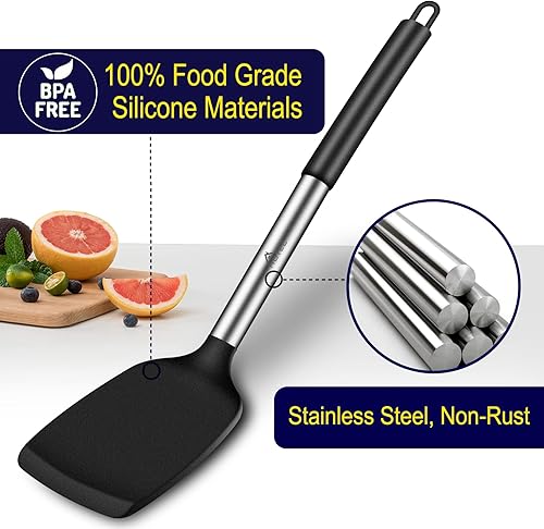 Miniatura 3 de HOTEC Espátula de silicona resistente al calor, juego de espátulas de cocina, utensilios de cocina para utensilios de cocina antiadherentes, sin
