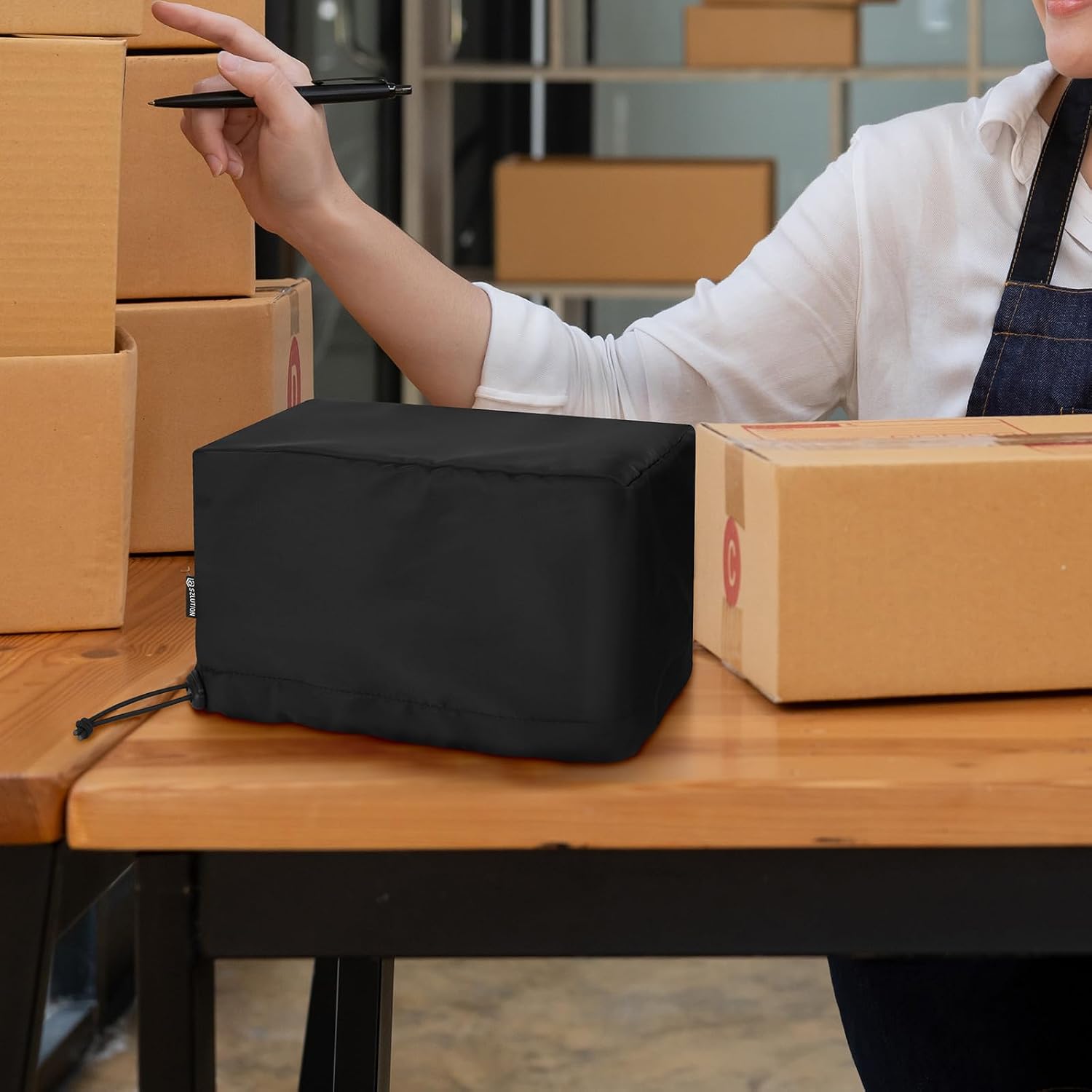 Dust Cover Compatible with Nelko Bluetooth Thermal Label Printer | Durable Nylon Protector Sleeve Compatible with JADENS Bluetooth Thermal Shipping Label Printer, 9.4"x5.5"x6.2", Black