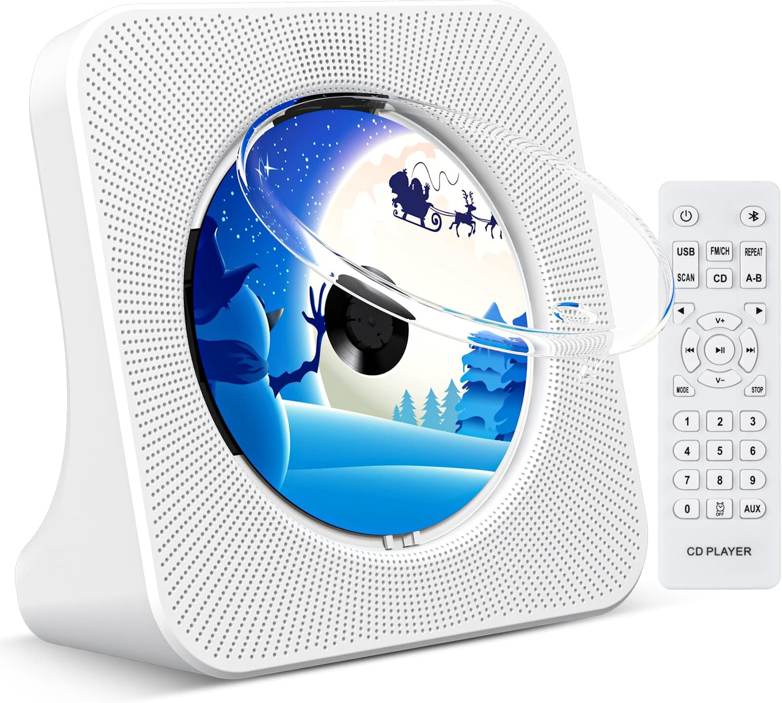 CD Player for Home Desktop CD Player with Speakers CD Players Bluetooth 5.0 with Remote Control Dust Cover Display FM Radio Timer USB AUX Headphone Port