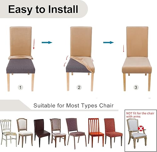 Miniatura 6 de smiry - Fundas para sillas de comedor de terciopelo elástico y suave, extraíbles, Terciopelo, Verde (Peacock Green)