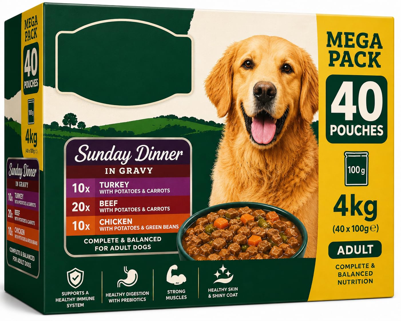 ZEBI Adult Wet Dog Food Sunday Dinner in Gravy, 40 Pouches