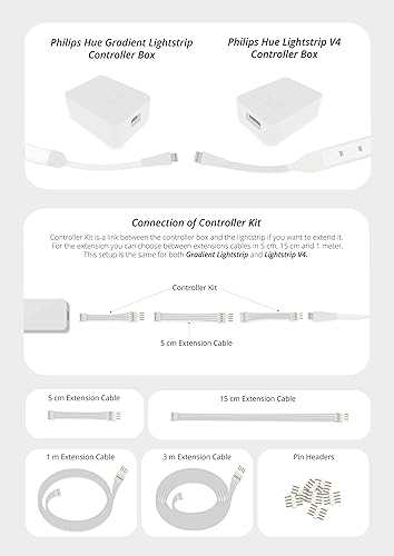 Miniatura 2 de Light Solutions Cable de extensión para Philips Hue Lightstrip V4 Lighting - Tira de luces LED - Cable de extensión - Blanco (cabezales de clavija
