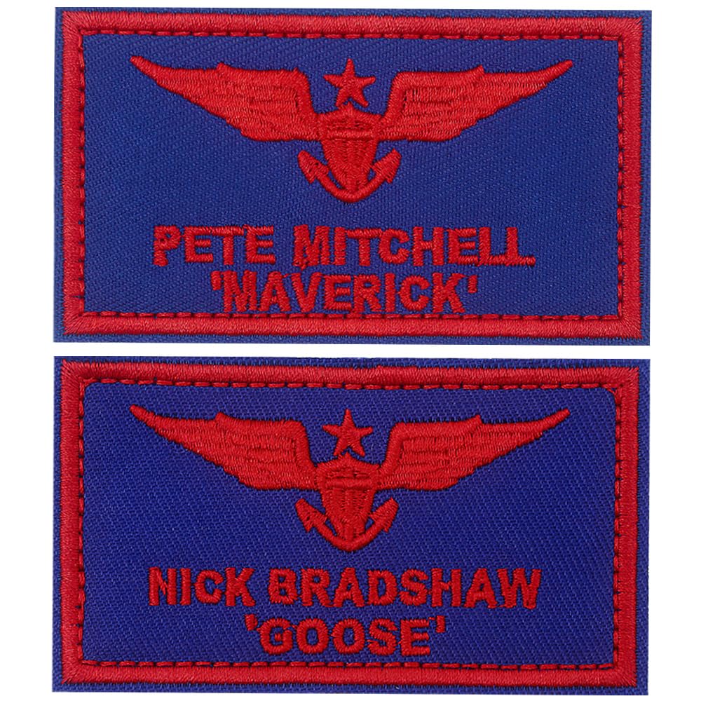 Goose & Maverick Funny Embroidered Patch Stickers with 3.8"x2.2" Hook and Loop Embroidered Applique for Shirts Backpacks Hats Jackets