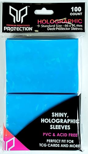 Miniatura 3 de Premium Preferred Protection 100 fundas holográficas azules para tarjetas, ajuste perfecto, brillantes, tamaño estándar, fundas de Pokémon, se