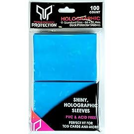 Premium Preferred Protection 100 Blue Holographic Card Sleeves Perfect Fit Shiny Trading Card Sleeves Standard Size Pokemon Sleeves | Fits Metazoo, Magic The Gathering, Pokemon, Dragon Ball Super