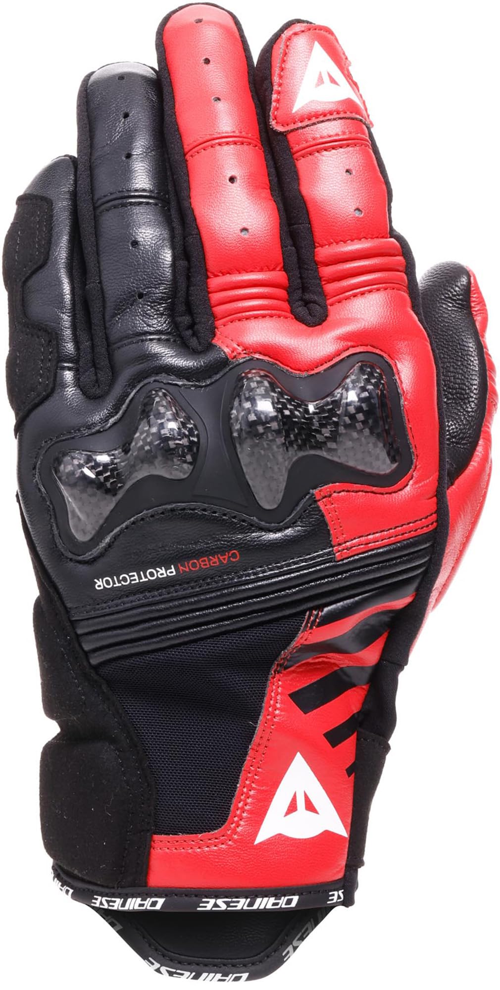 Dainese Reacto Carbon Short Motorcycle Guanti, Black/Red, 2XL