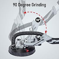 Vista 2 de Towallmark - Lijadora eléctrica para paneles de yeso, velocidad variable de 710 W, 800-1700 RPM con luz LED, mango extensible y plegable, 6 discos