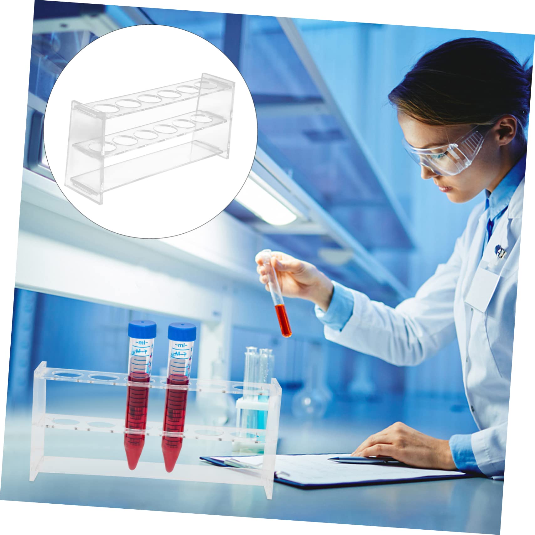 Cabilock Lab Test Tube Stand 100ml Capacity 2-Layer Tube Rack 31mm Diameter Holes