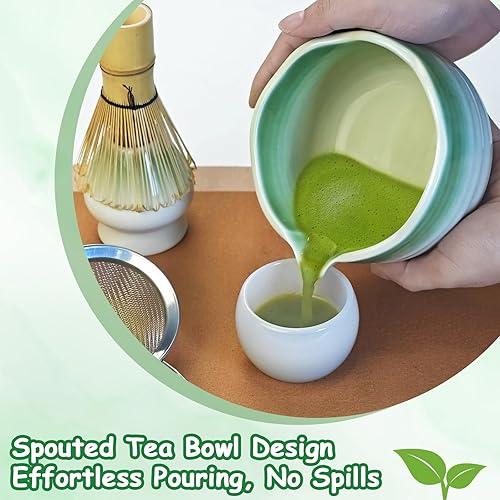 Miniatura 2 de Juego de batidor de matcha, juego de 5 piezas de matcha con cuenco matcha, soporte para batidor, tamiz, batidor y cuchara de bambú, regalo para