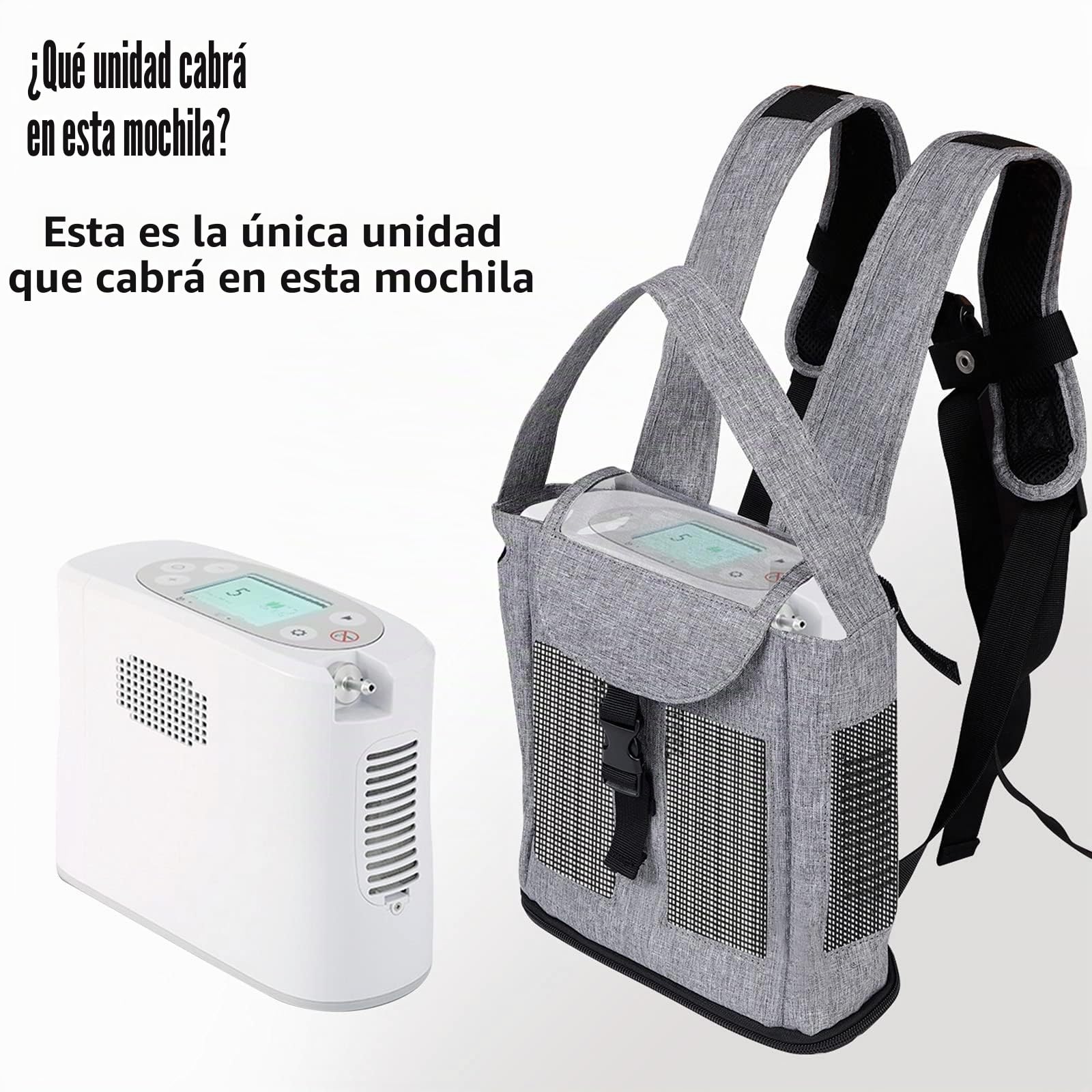 Mochila para dispositivo de oxígeno,mochila portátil con concentrador de oxígeno,bolsa de viaje para dispositivo móvil de oxígeno con correa,mochila de oxígeno compatible con Inogen One (Grigio)