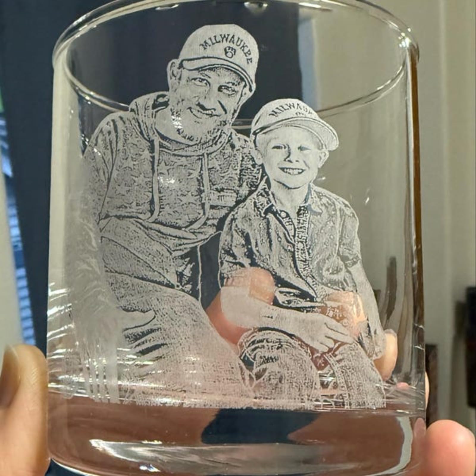 Vasos de whisky personalizados, foto grabada y nombre, vasos de whisky personalizados para hombres y padres, regalo personalizado para maridos, novio, padrinos de boda (4 piezas)