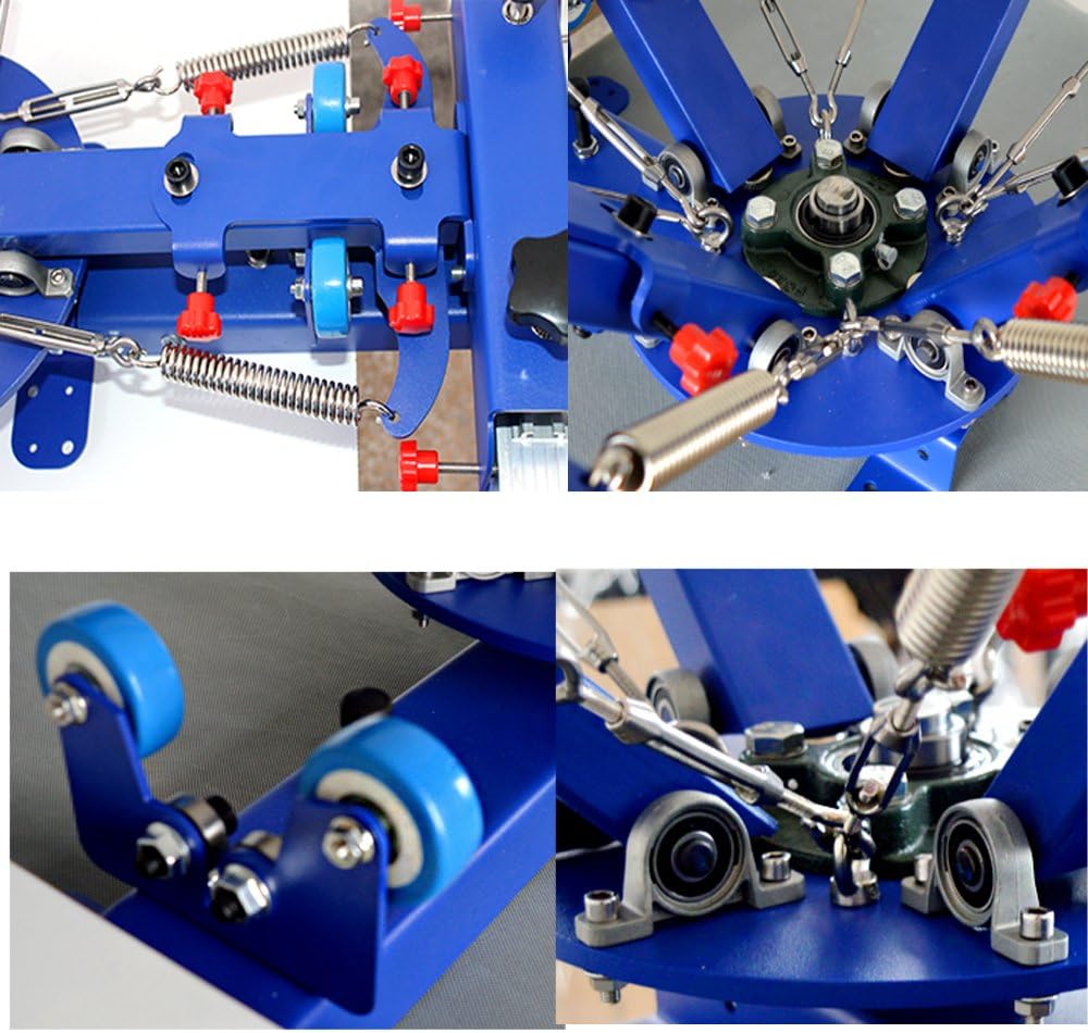 TECHTONGDA Micro Registration Screen Printing 6 Color 6 Station Printer with 110V 1600W Universal Added Flash Dryer