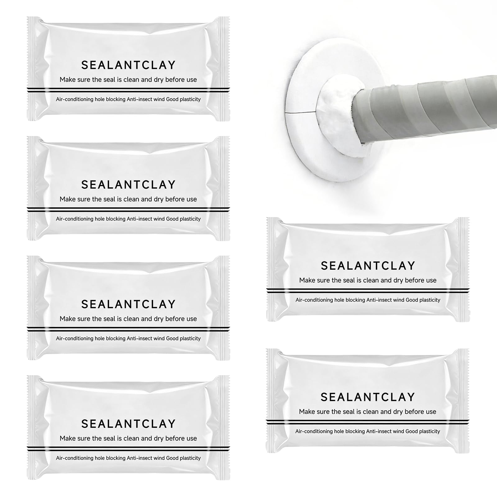 6 Pack New Type White Waterproof Sealant Mastic, Wall Putty, Pipe Sealant, Silicone Sealant, Air Conditioner Hole Mastic Sealant for Pipe Connection Air Conditioning Wall Hole, Sink, Vent 30g/Pack