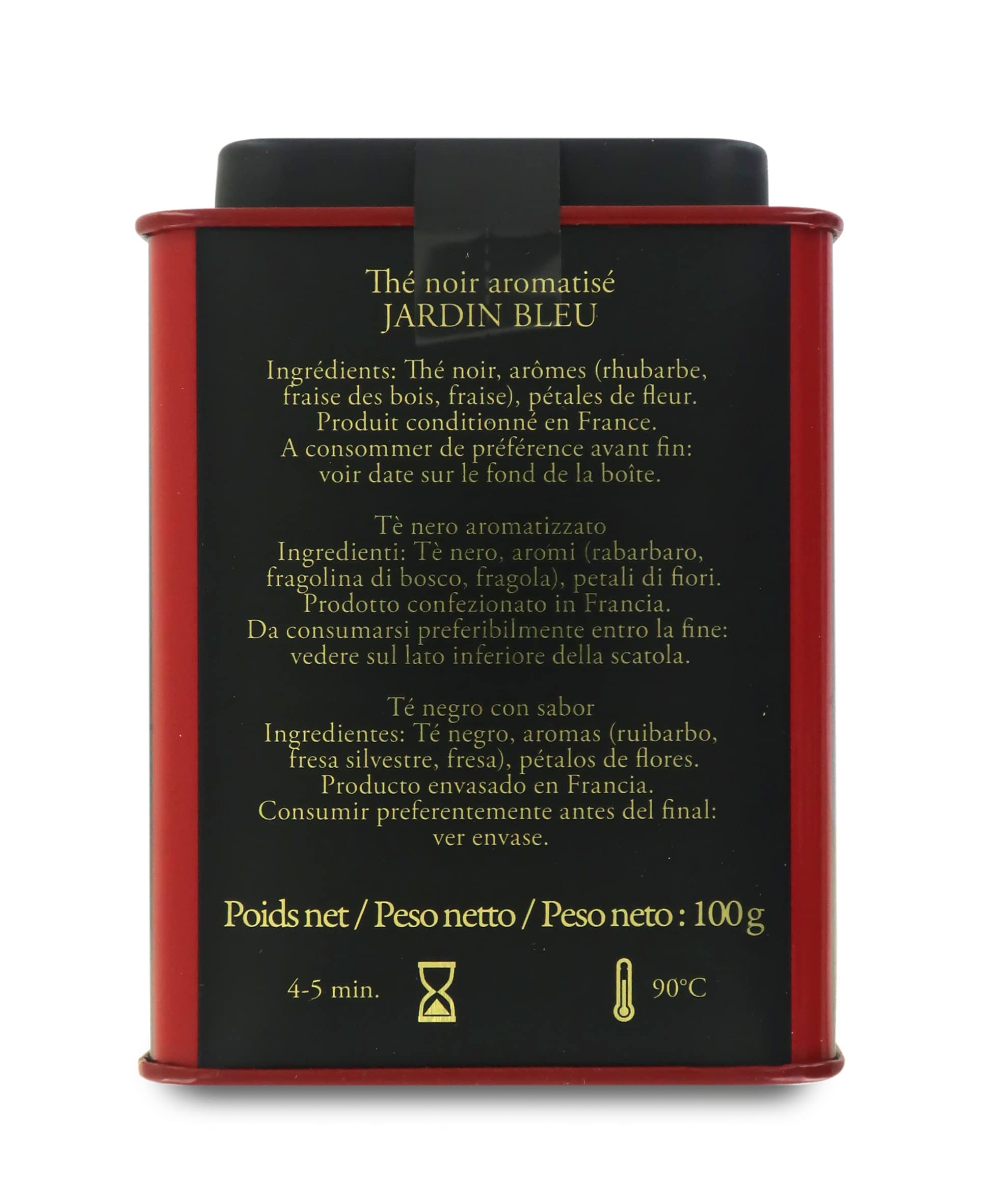 Dammann Jardin Bleu - Thé noir à la rhubarbe et aux fraise, boîte 100g - Dammann Frères