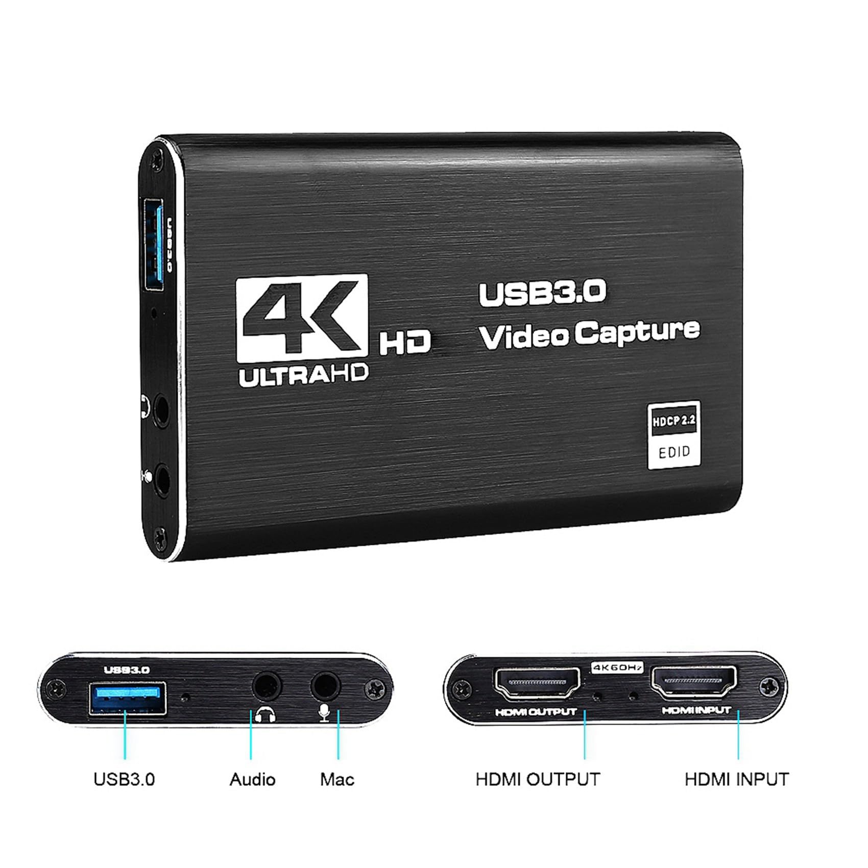 3X Tarjeta de Captura de Video 4K Screen Record USB3.0 1080P 60FPS Dispositivo de Captura de Juegos