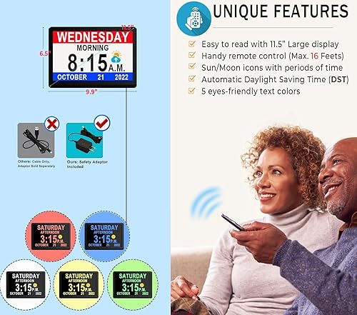 Miniatura 3 de MAXCULUX Reloj digital ultra grande de 115 pulgadas con 19 alarmas y recordatorios personalizados reloj automático de ahorro de luz diurna y