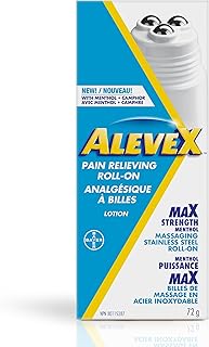 AleveX Topical Pain Relief Lotion - For Muscle And Joint Pain, Back Pain, And Arthritis Pain Relief, Contains Maximum Strength Cooling Menthol with Camphor, With Massaging Rollerball Applicator, 72g