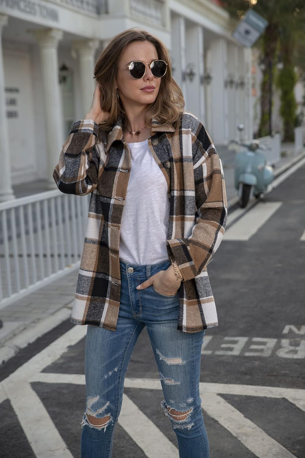 Qingyuan Cross-bo er Euro an and American foreign trade women's clothing INS net red Amazon autumn and winter long-sleeved plaid shirt -length woolen coat low M offers donot miss 4 Qingyuan Cross-bo er Euro an and American foreign trade women's clothing INS net red Amazon autumn and winter long-sleeved plaid shirt -length woolen coat low M offers donot miss