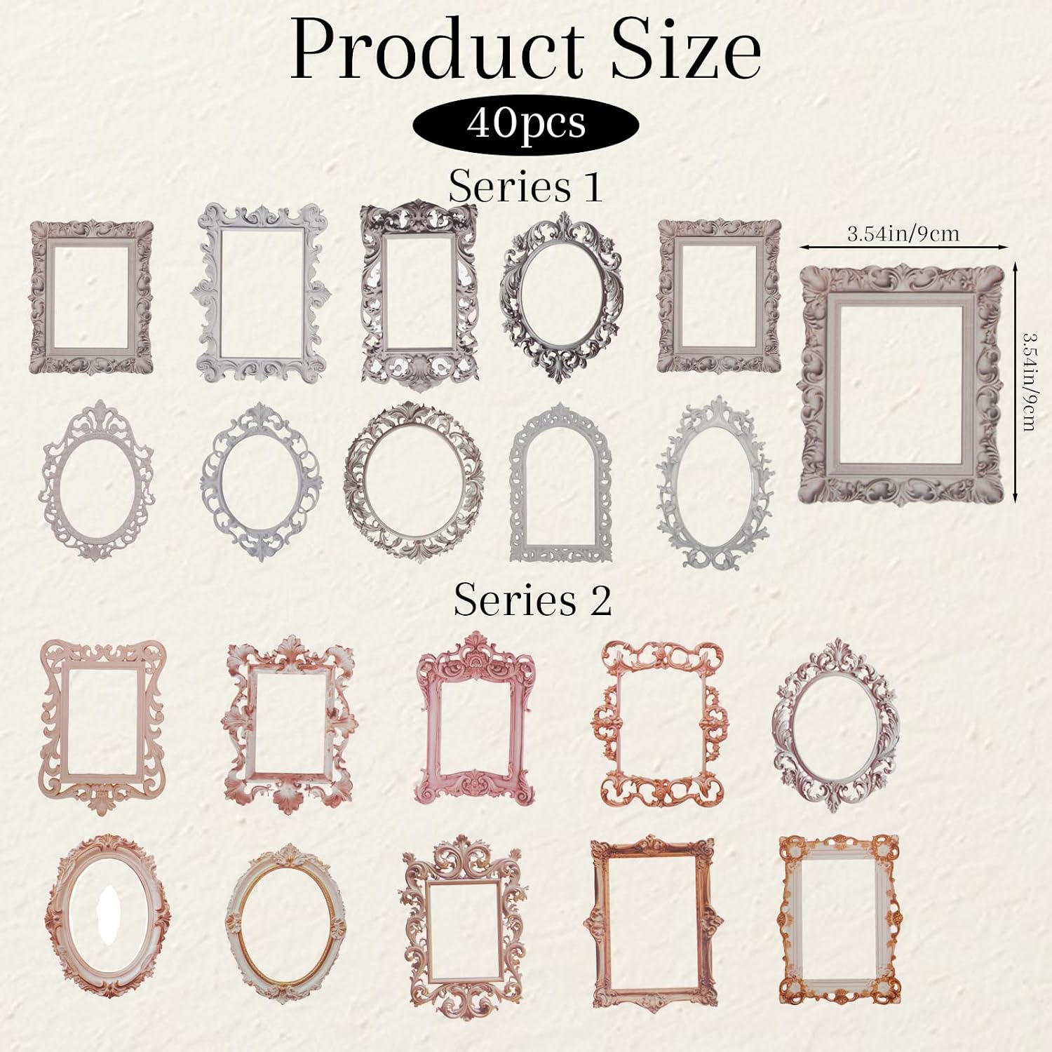 40 Pcs Scrapbook Frames Frame Stickers Junk Journal Stickers Scrapbook Embellishments Window Frame Lace Frames Vintage Hollow Embossed Photo Materials for Scrapbooking Journal Crafts Album image 2