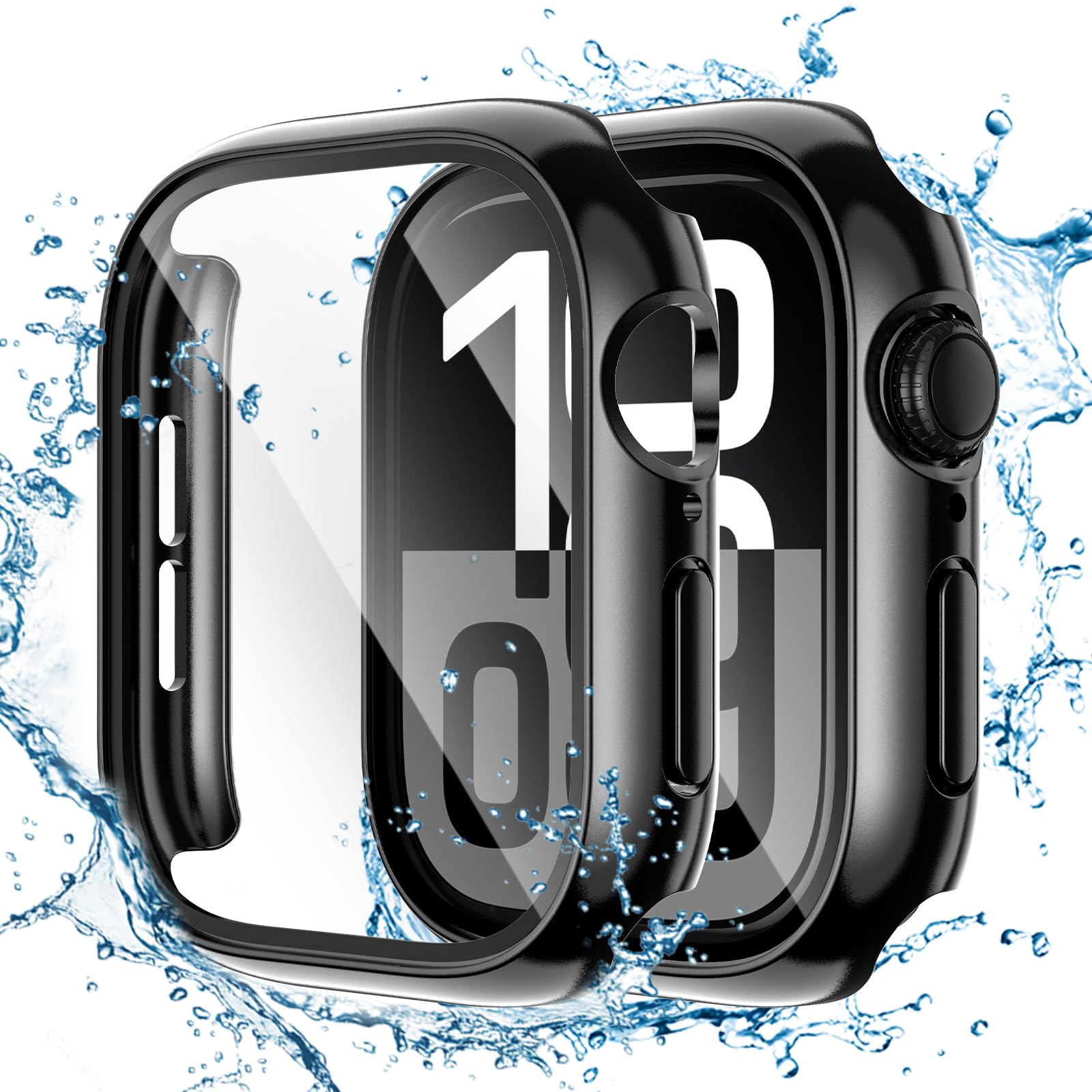 Tensea for Waterproof Apple Watch Screen Protector Case Series 11/10 46mm Accessories, iWatch Protective Face Cover with Tempered Glass Film for Women