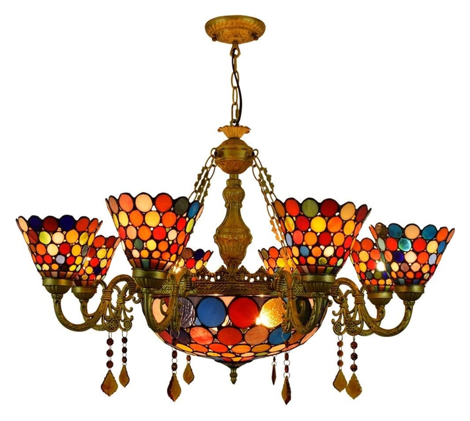 METTEOR Ceiling Lamp Ceiling Pendant Light Fixture 8 Heads Chandelier Tiffany Big Chandelier Colorful Style Glass Pendant Lamp
