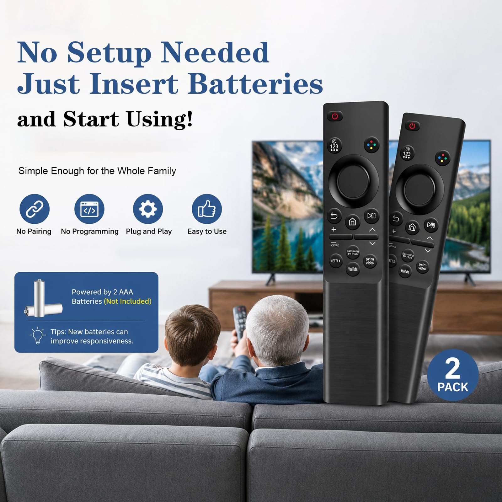 BN59-01484A uniwersalny zamiennik pilota do telewizora Samsung, kompatybilny ze wszystkimi Samsung Smart TV, QLED, 4K, 8K, ramka, zakrzywiony, LED, modele HDTV LCD (2019-2025), nie wymaga konfiguracji