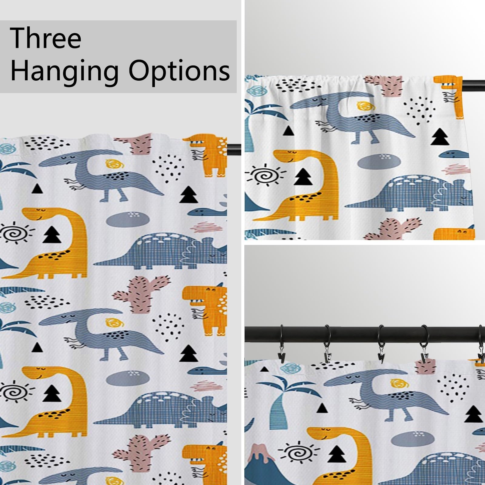ggaimwf Dinosaur Curtains for Kids Bedroom Cartoon Dino Wildlife Animals Jurassic Colorful Window Drapes Curtains Back Tab Nursery Hanging Room Divider Interior Curtain 132x214cm 1 Panel - Image 4