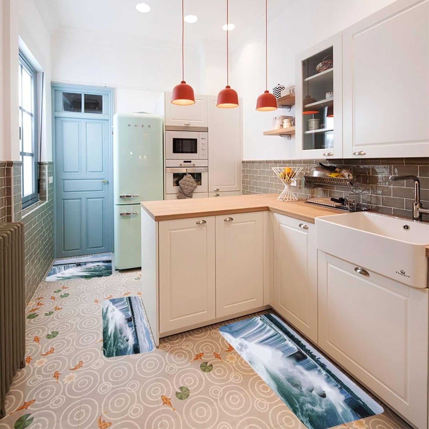Niagara Falls Kitchen Mats for Floor 3 Pcs Kitchen Rugs