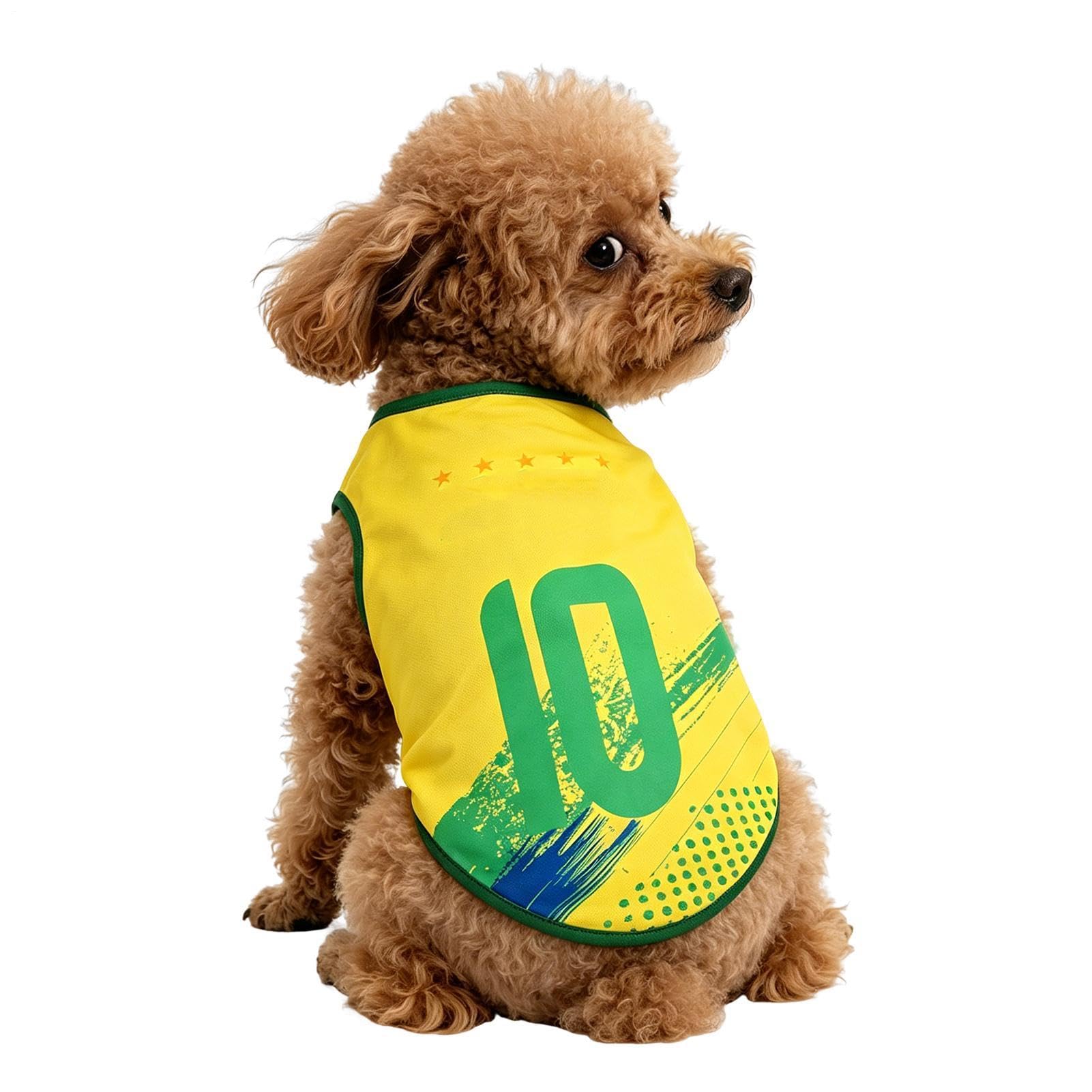 Dog WM Shirts 2026, Dog Brazil Football Shirt, L Breathable Mesh Sleeveless Puppy Sports Costume for Soccer Fans & Pet Lovers