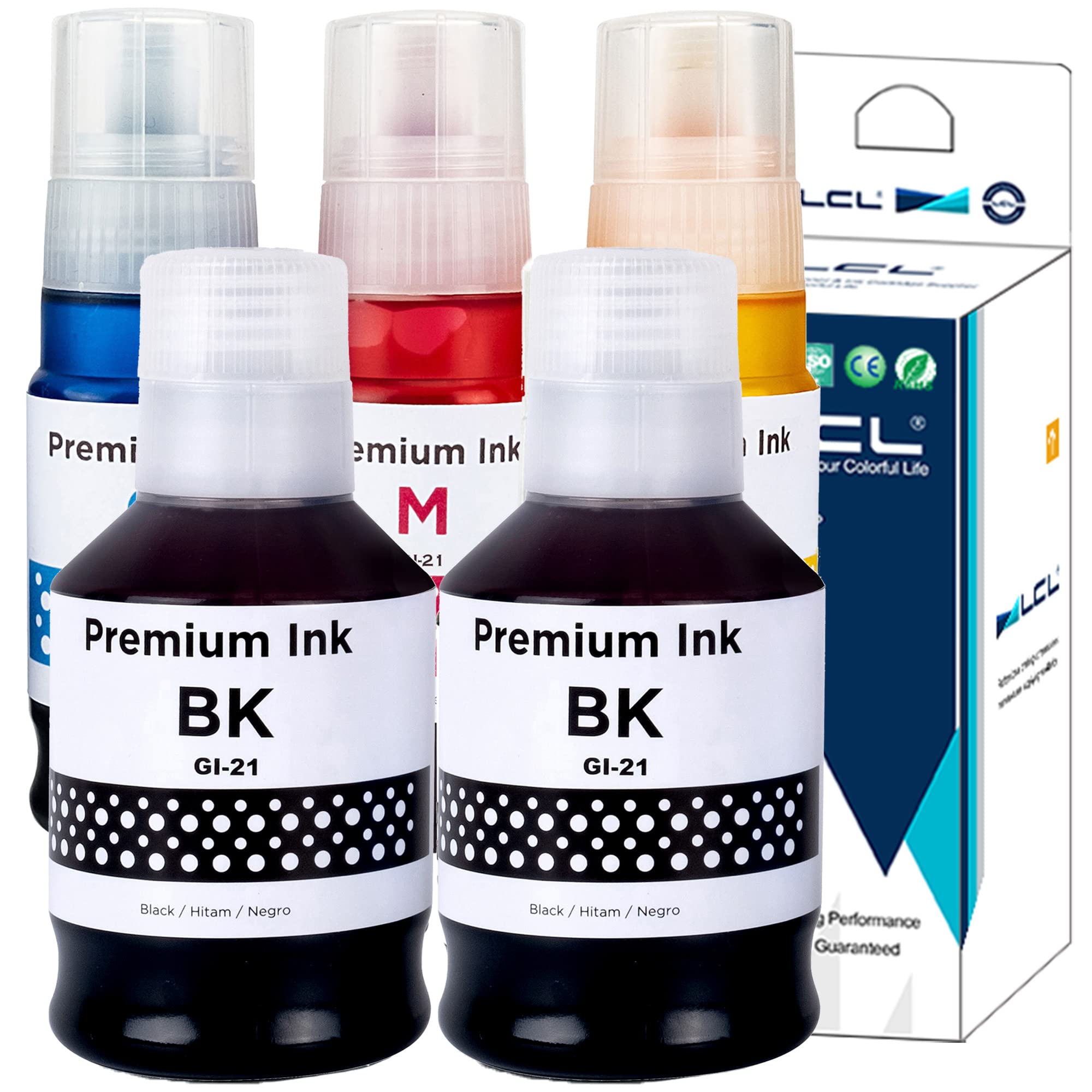 GI-21 Ink Bottles Replacement for Canon 21 GI-21 GI21 Ink Refill Bottles Compatible with Canon PIXMA G3260 G2260 G1220 G3270 G2270 G1230 Printer (5-Pack 2KCMY)