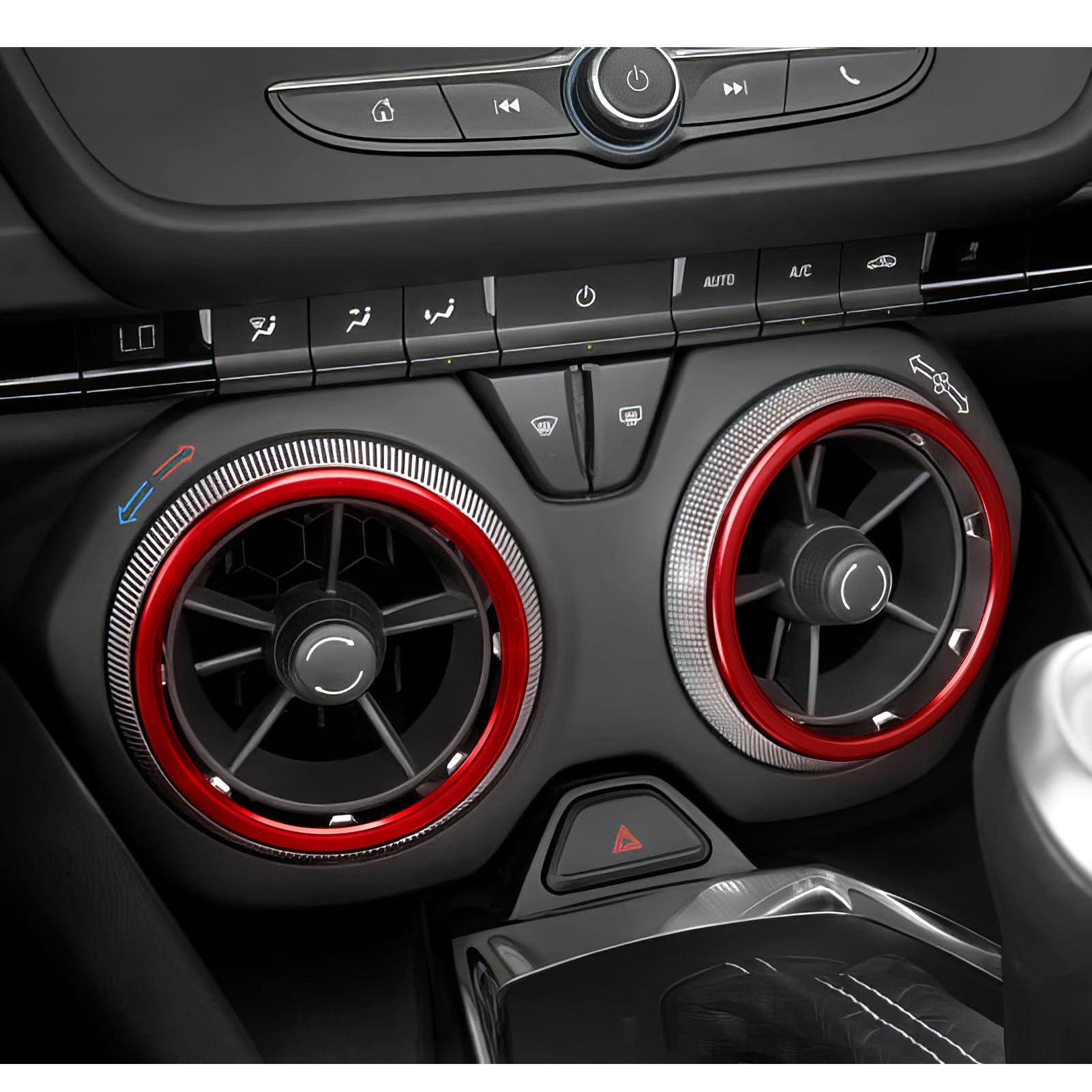 4 szt. aluminium do wylotu klimatyzatora Chevy AC Vent wykończenia wnętrza do Chevrolet Camaro 2017 2018 2019 2021 2022 2023 2024 Chevrolet Camaro akcesoria (czerwone)