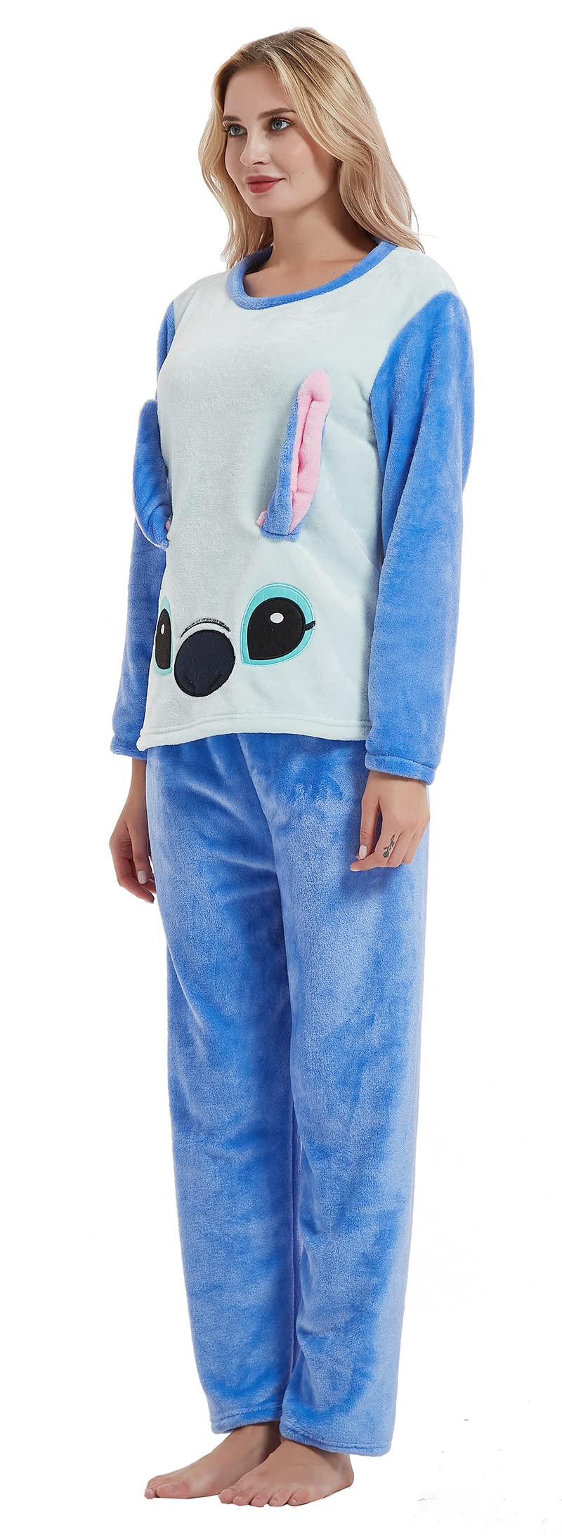 Pigiami Donna Pigiama Pile Lungo Pigiamone Tuta da Casa Unisex Maniche Lunghe