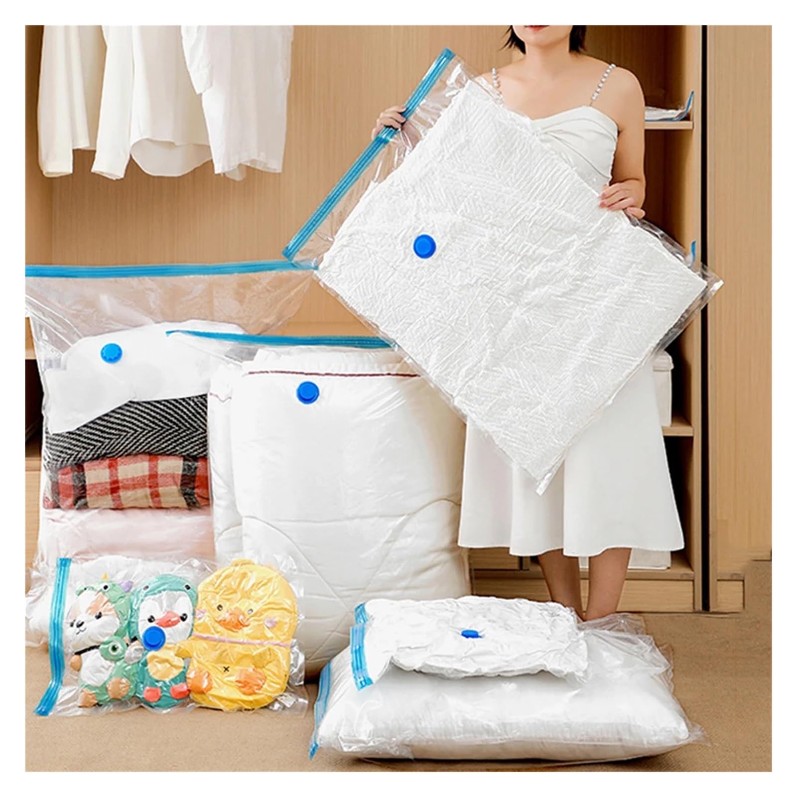 10 Stücke Vakuum Beutel Und Pumpe Abdeckung for Kleidung Lagerung Große Kunststoff Kompression Leere Tasche Reise Zubehör Container Für Reisen(100 * 130cm)