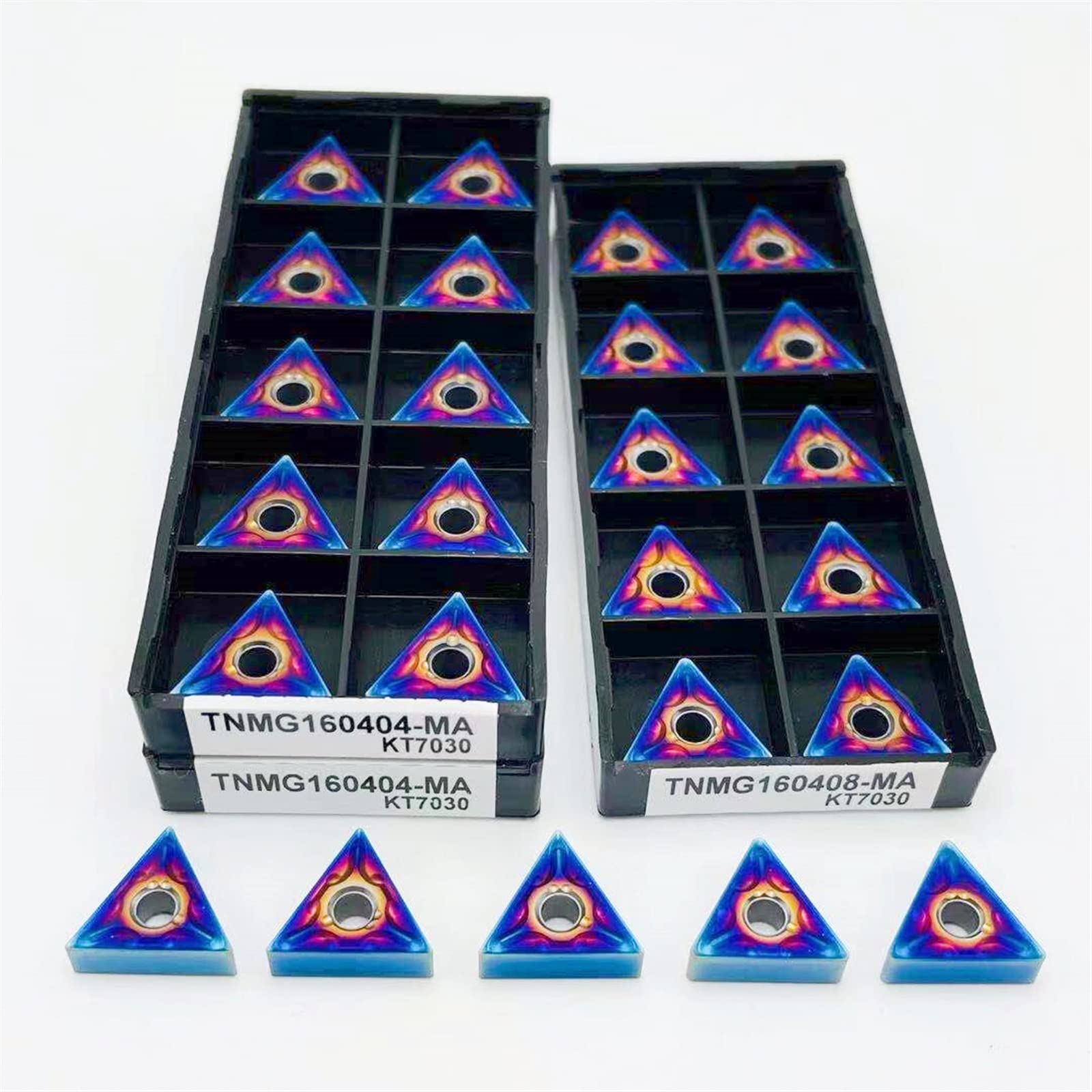 Herramientas de torneado, 10 Uds. Insertos de corte de carburo TNMG160404 TNMG160408 herramienta de torneado serie llama azul cuchillas de fresado TNMG0404 TNMG0408 inserto(TNMG160408 MA KT7030)