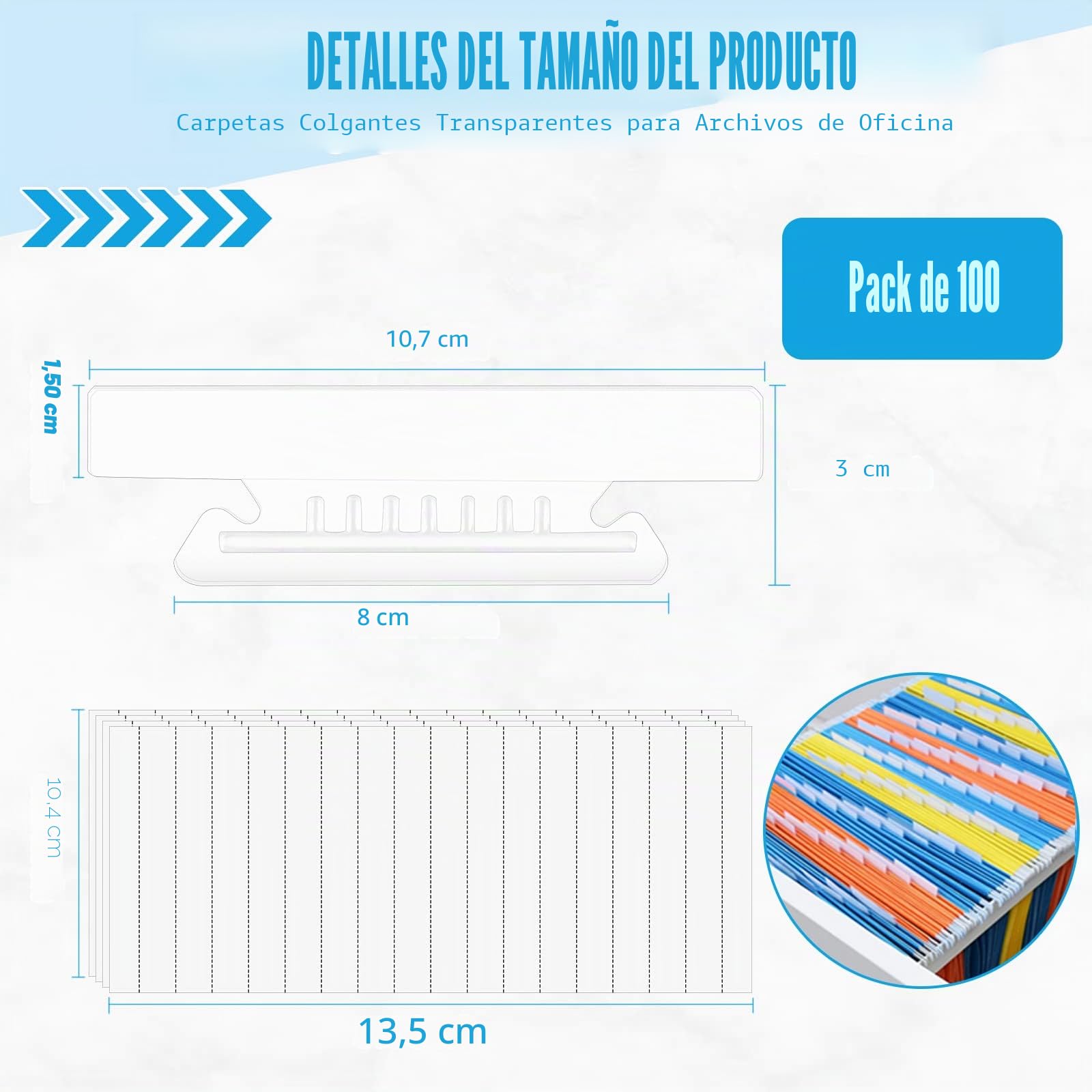 100 pestañas transparentes para carpetas colgantes de 4 pulgadas, pestañas transparentes para colgar carpetas de archivos para carpetas colgantes de 3 1/2 pulgadas con pestañas para colgar