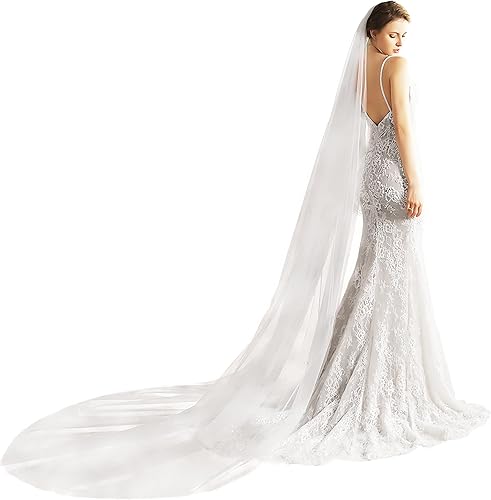 AMBRE ADELE Long Tulle Wedding Veil for Brides