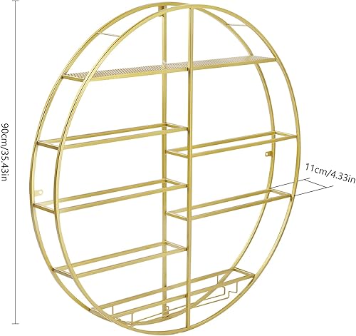 Miniatura 3 de DNYSYSJ Estante para botellas de vino para 12 botellas, soporte redondo de hierro para botellas de vino, estante de licor de bar con soporte de
