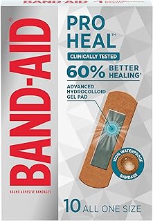 BAND-AID Pro Heal Hydrocolloid Gel Bandages (10 ct) - Clinically Tested Waterproof Wound Care