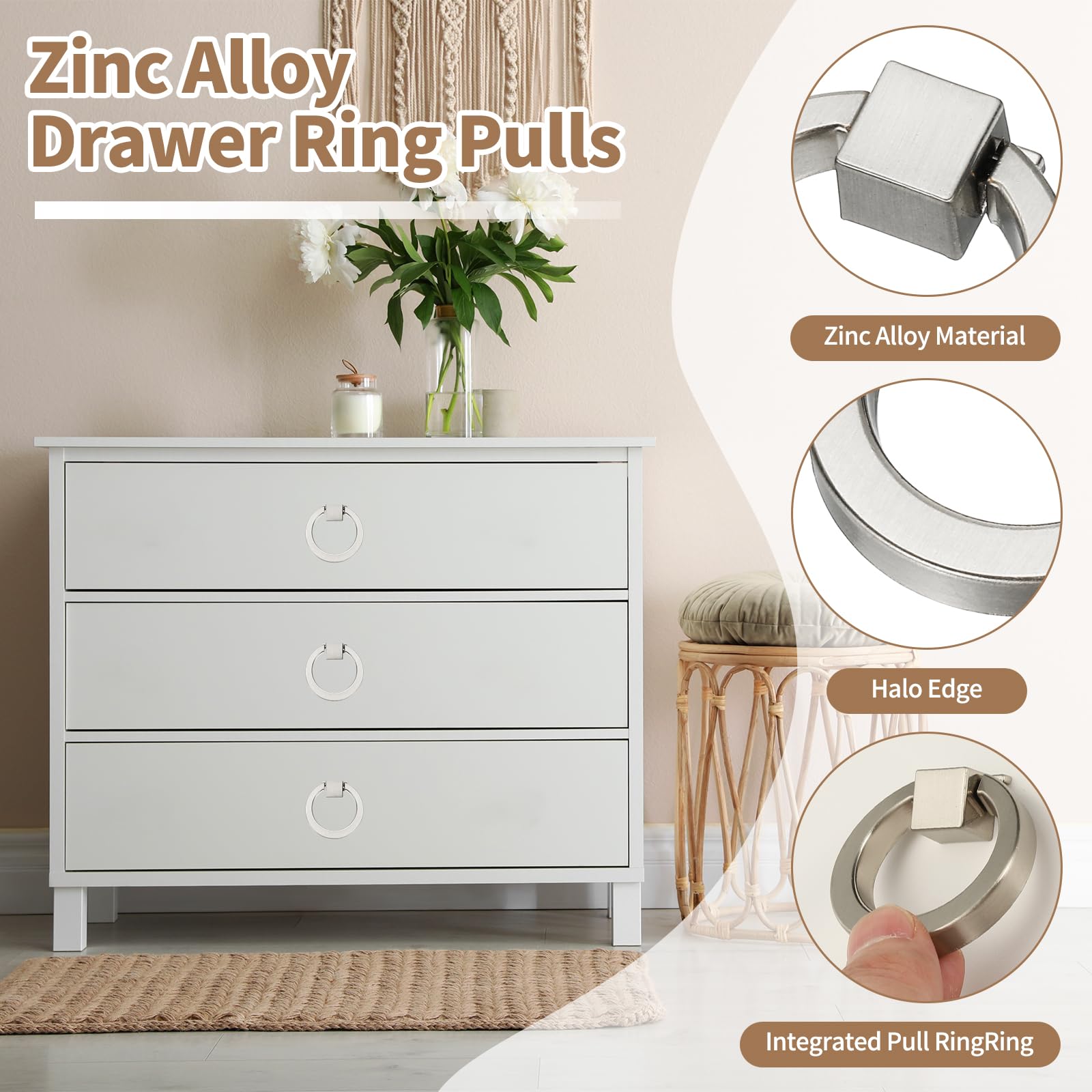 PATIKIL 4Pack Drawer Ring Pull Handles - Image 3