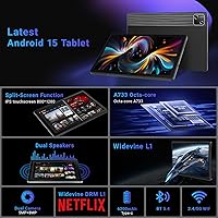 Vista 2 de Tableta, tableta de 10 pulgadas Android 15 con procesador Octa-core, 30GB+128GB+2TB Expand, 6200mAh, 15W carga rápida, pantalla IPS HD 1280x800