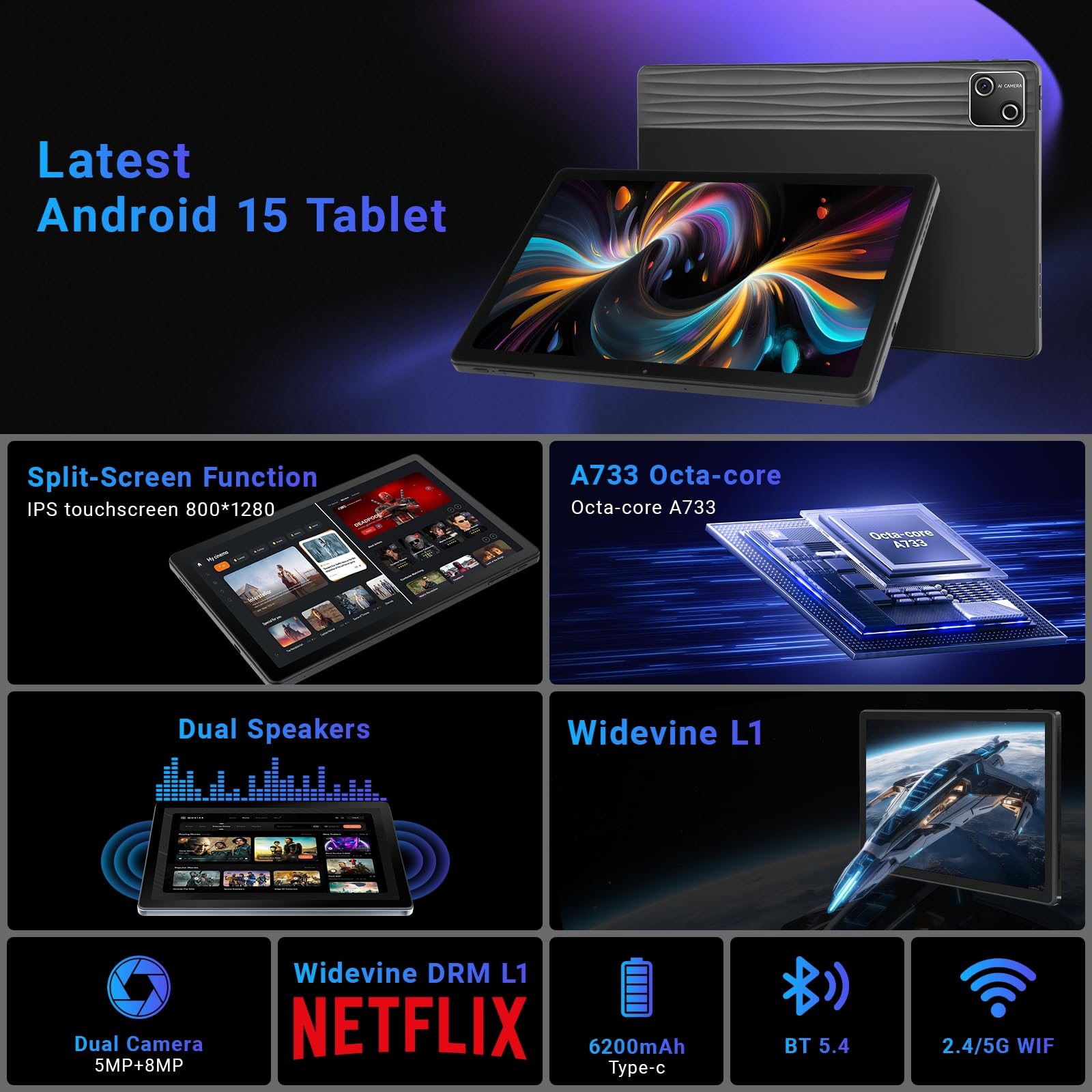 Amazon.com : Tablet, 10 inch tablet Android 15 with Octa-core