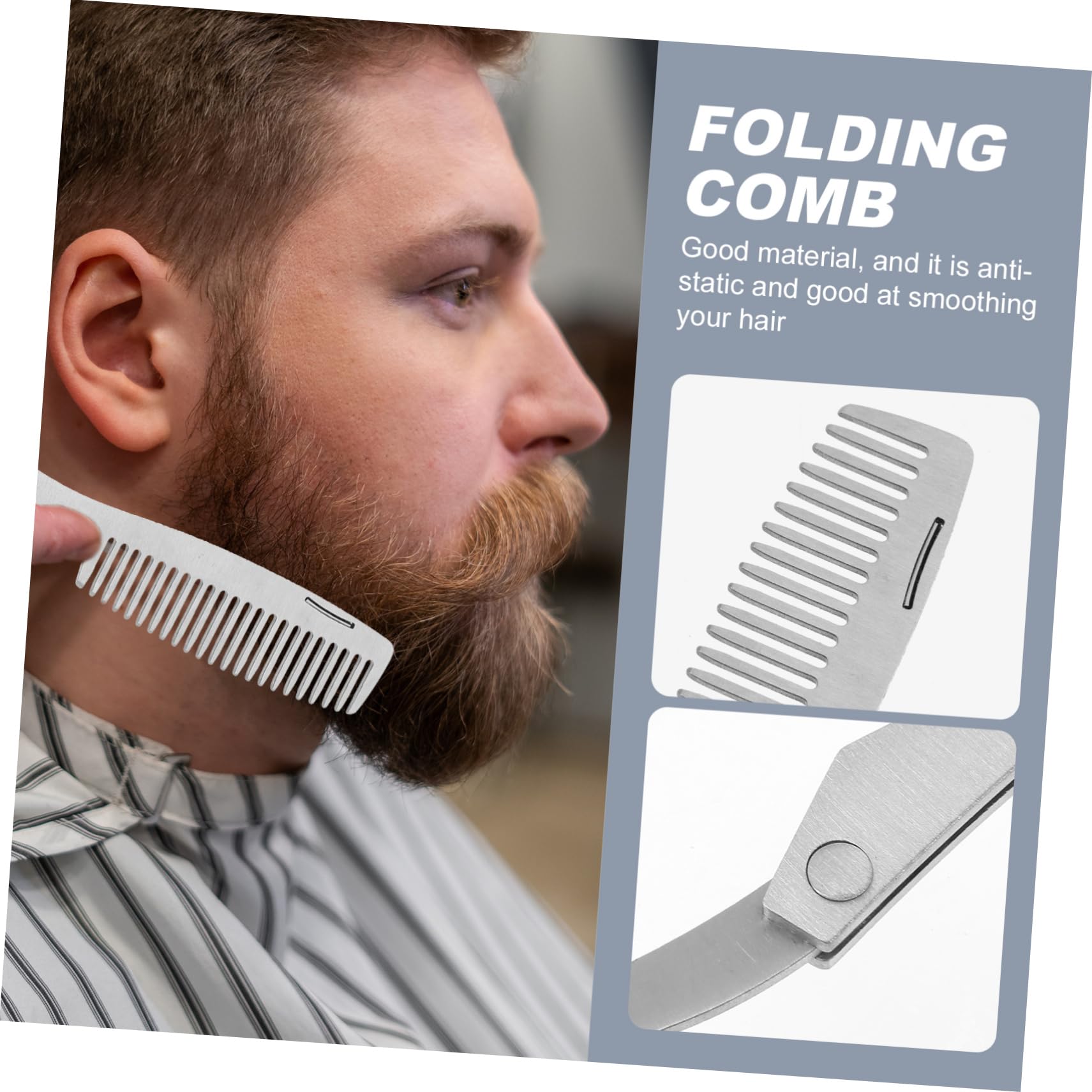 3pezzi Pettine Mini Acciaio Inossidabile Portatile Foldable e Antistatico Per Styling Barba e Strumento Compatto Da Viaggio Per Uomini
