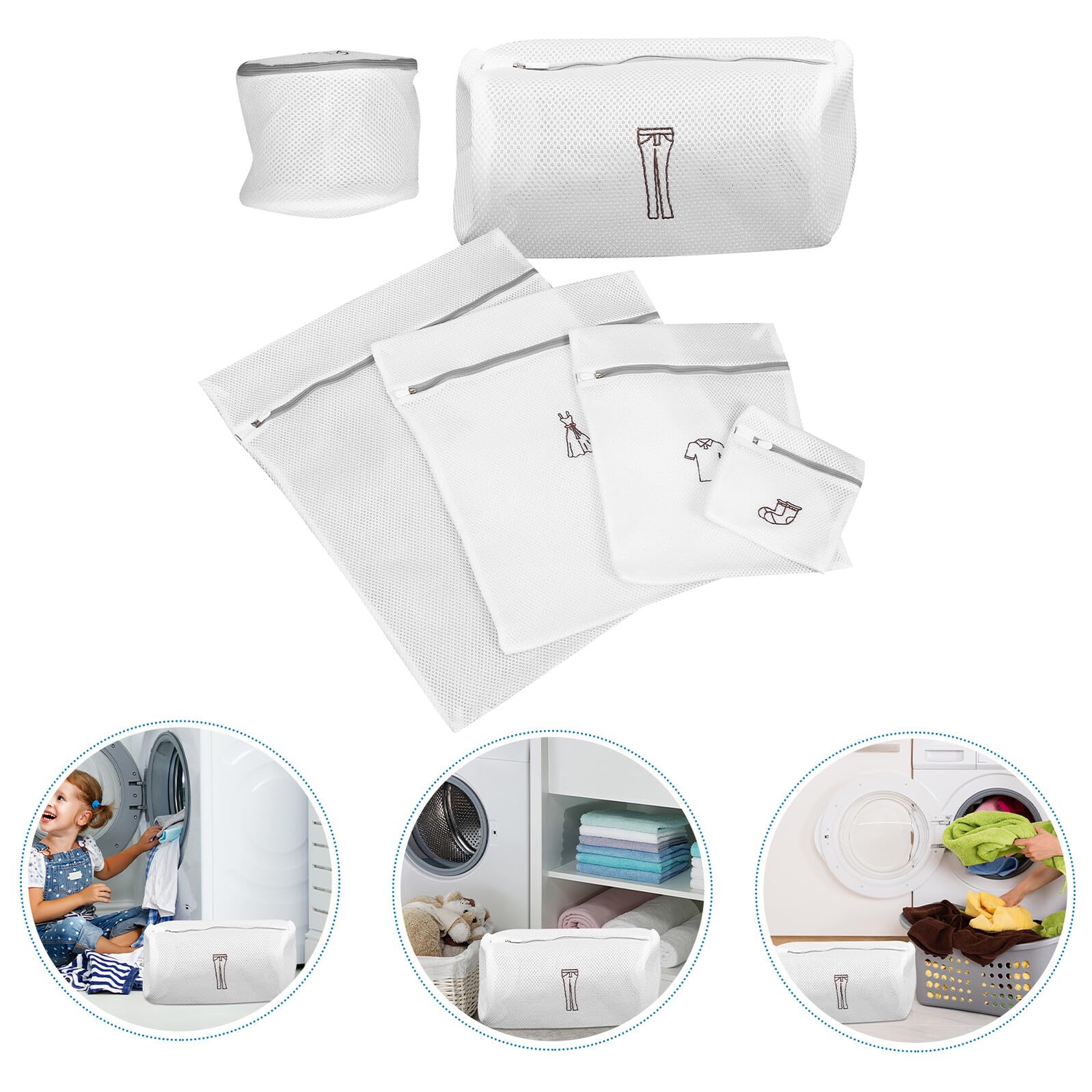 Sacchetti per Bucato per Proteggere e Pulire Accuratamente gli Indumenti Set di 6 Ricamati in Poliestere Rete Fine per Viaggi e Spazi Piccoli