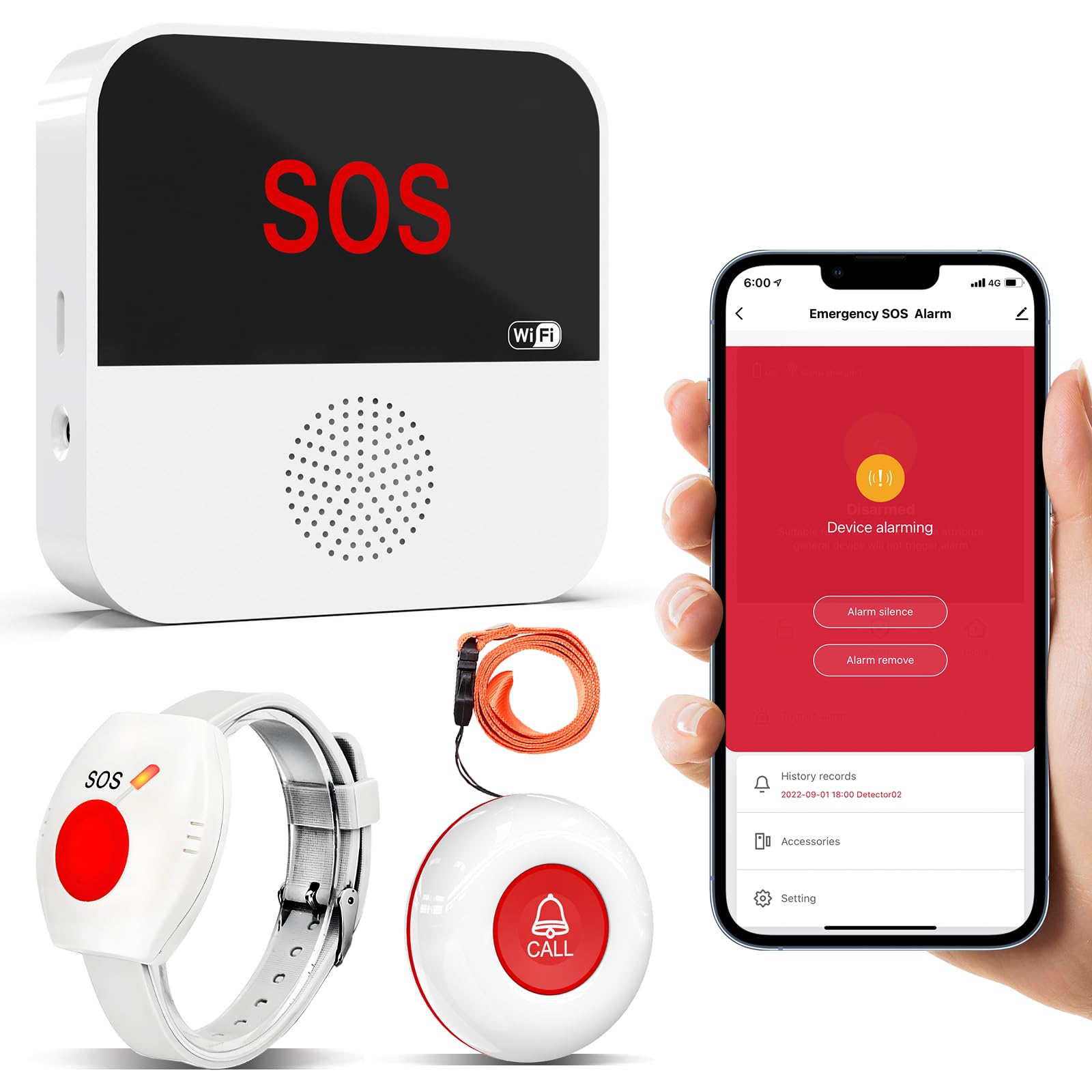 ChunHee Bracciale di Emergenza per Anziani Tuya WiFi Smart Wearable Senior Emergency Bell Alert System for Elderly Patients Disabled, Children (only supports 2.4GHz Wi-Fi)