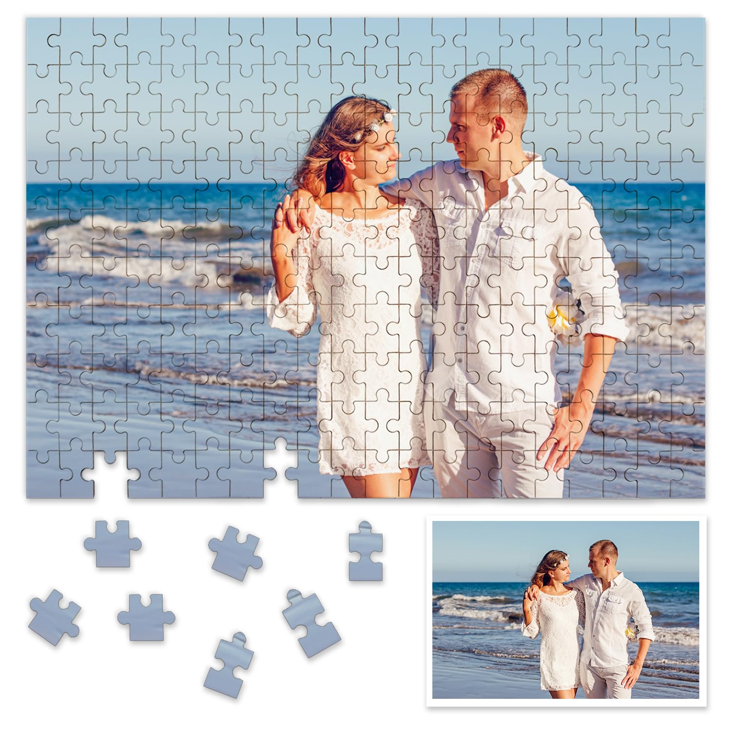 Personalised Jigsaw Puzzles for Adults 200 Piece(10''x14''),Personalised Puzzle Frameless,Custom Puzzle Wooden Photo Jigsaw,Ideas Gifts for Family,Pet,Wedding,Graduate,Birthday,Valentine's Day