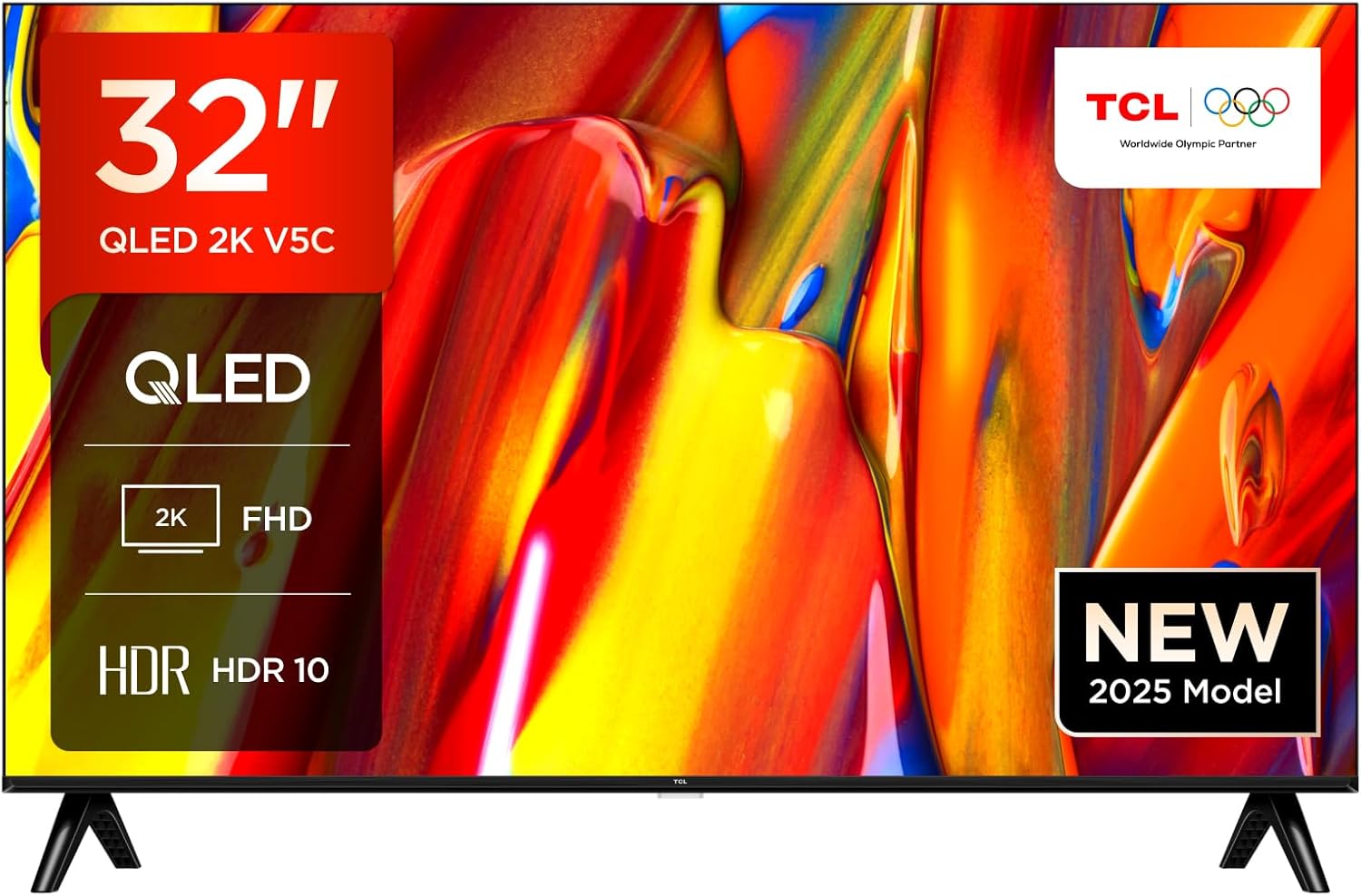 TCL 32V5C-UK 32Inch Full HD Smart QLED Direct LED TV with Android TV​ & HDR – Compatible with Google Cast & Google Home, Slim Design