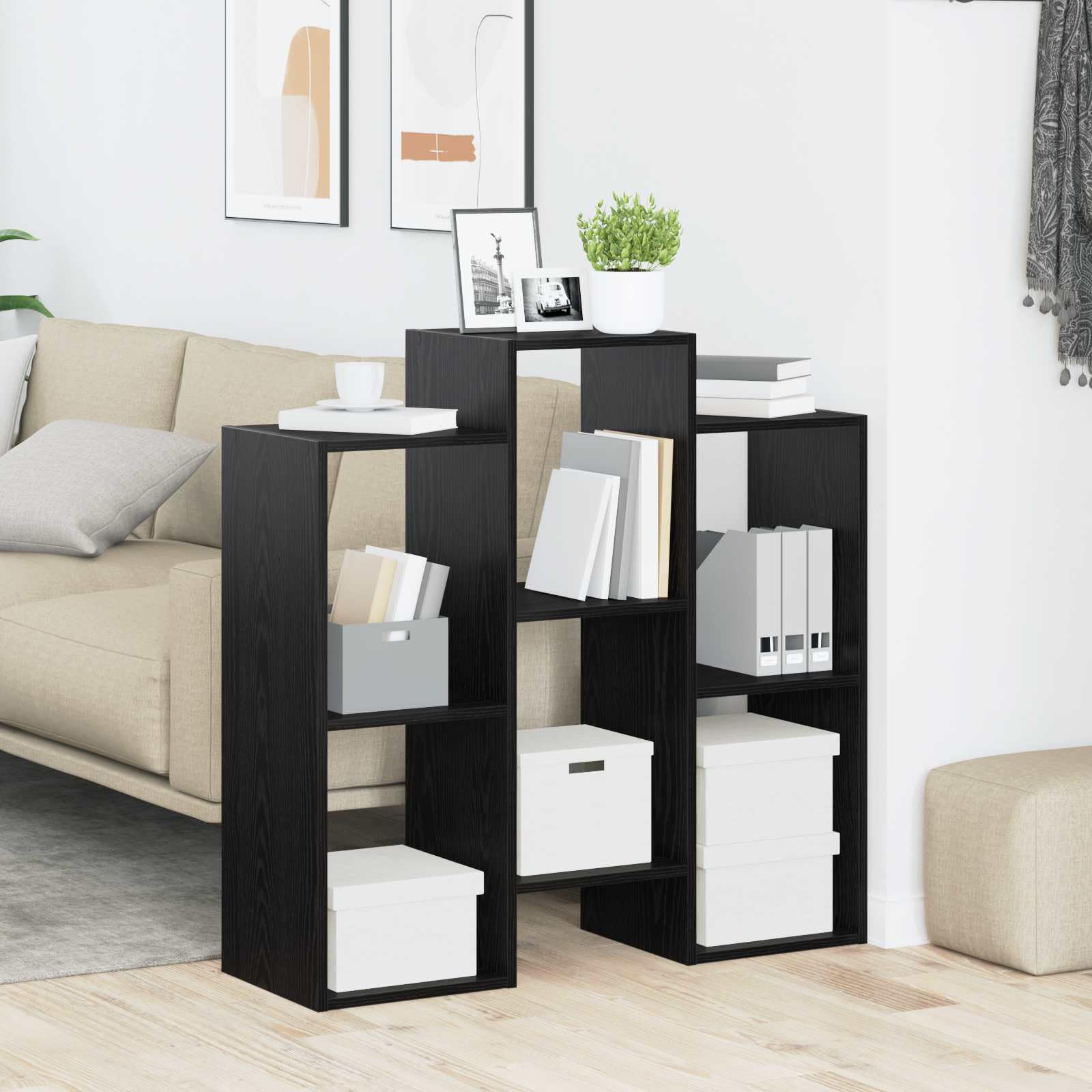 Credenza nera effetto rovere, 90 x 30 x 90 cm, con versatile spazio per soggiorno, sala da pranzo, corridoio e ufficio, cassettiera salvaspazio con cassetti, ante, scomparto e ripiano per