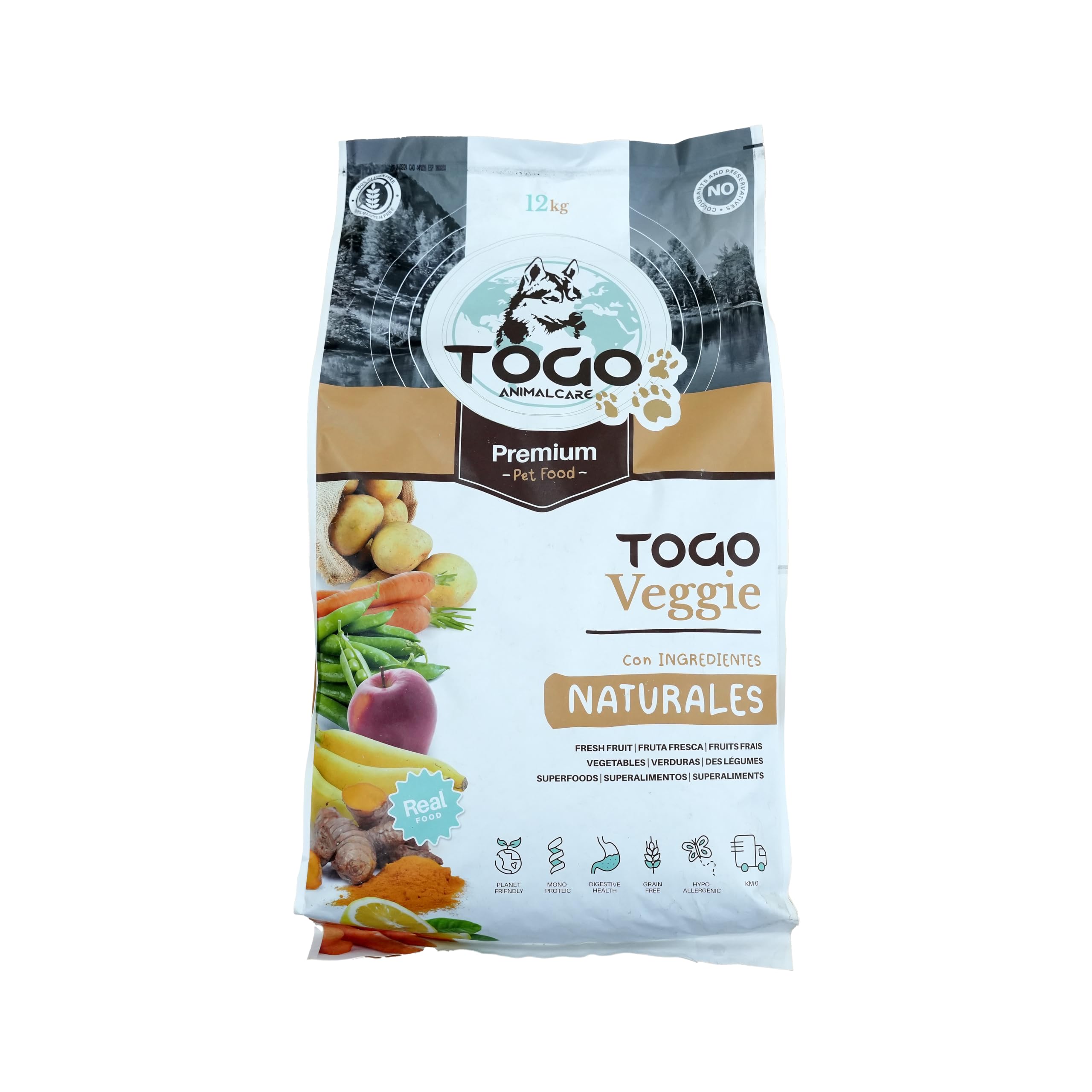 Pienso Togo Hipoalergenico Natural Veggie Perros [12 kg] Comida SIN Cereales | Apto para Todas Las Razas y Tamaños | Ideal Sistema gastrointestinal, renal y Articular | Proteínas y Light